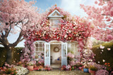 Spring Cherry Blossom Tree Romantic House Backdrop RR3-15
