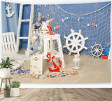Summer Nautical Style Fishing Net Doll Kids Backdrop RR3-22
