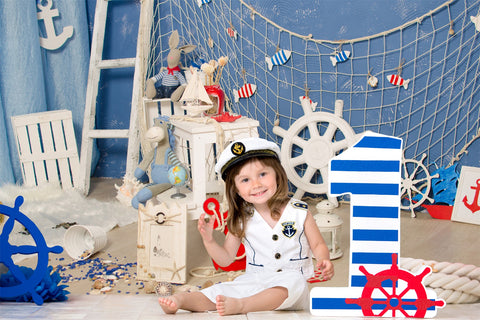 Summer Nautical Style Fishing Net Doll Kids Backdrop RR3-22