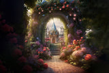 DBackdrop Mysterious Fairytale Castle Rose Garden Backdrop RR3-38