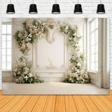 DBackdrop White Vintage Wall Fresh Floral Arch Backdrop RR4-24