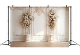 DBackdrop White Classic Vintage Wall Fresh Floral Embellished Backdrop RR4-25