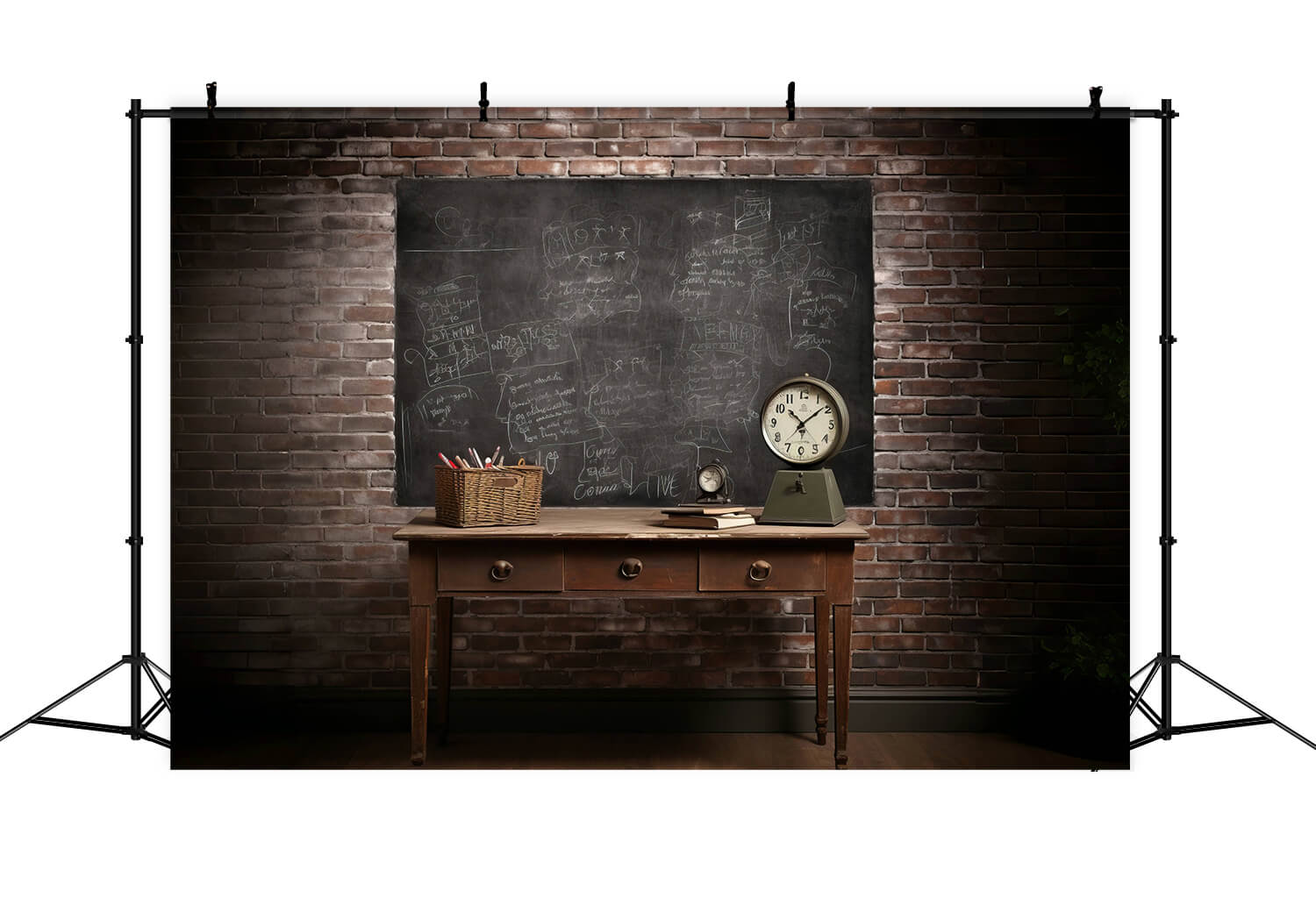 Back to School Retro Blackboard Desk Backdrop RR6-41