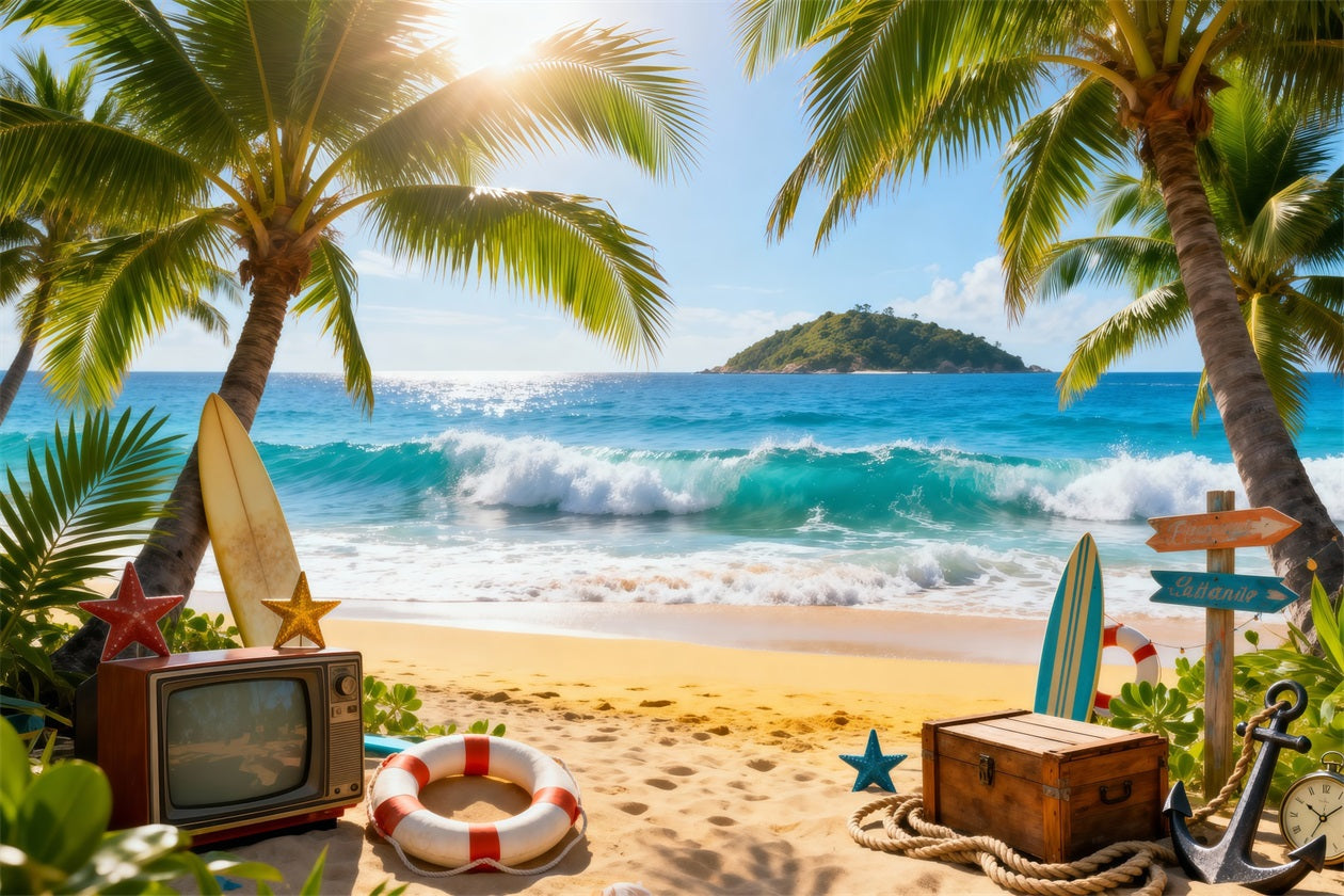 Beach Backdrop Ideas Tropical Ocean Fun Vibes Summer Theme Backdrop Ideas UK RR61-13