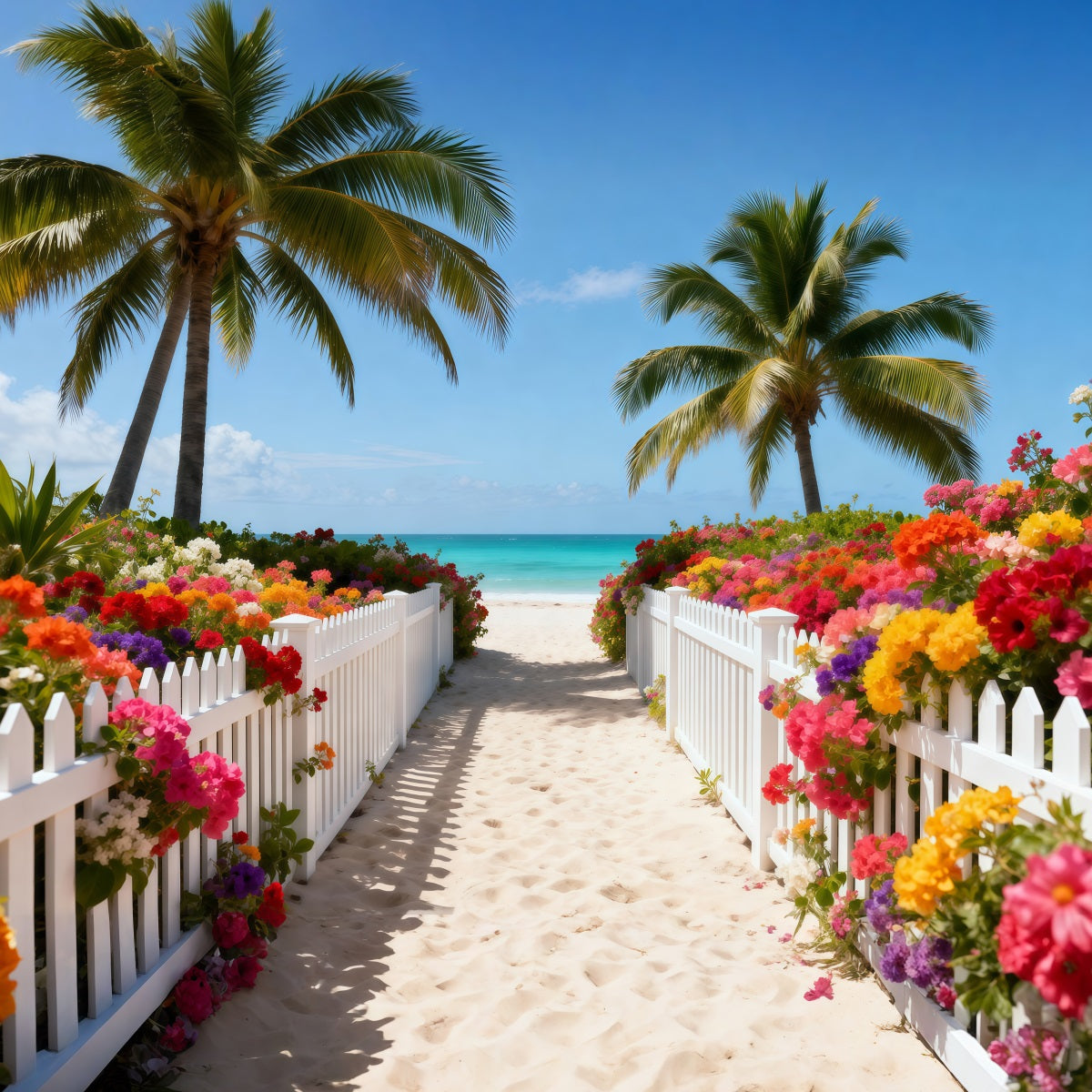 Beach Backdrop Photoshoot Floral Pathway Sunny Ocean Summer Backdrops UK RR61-18