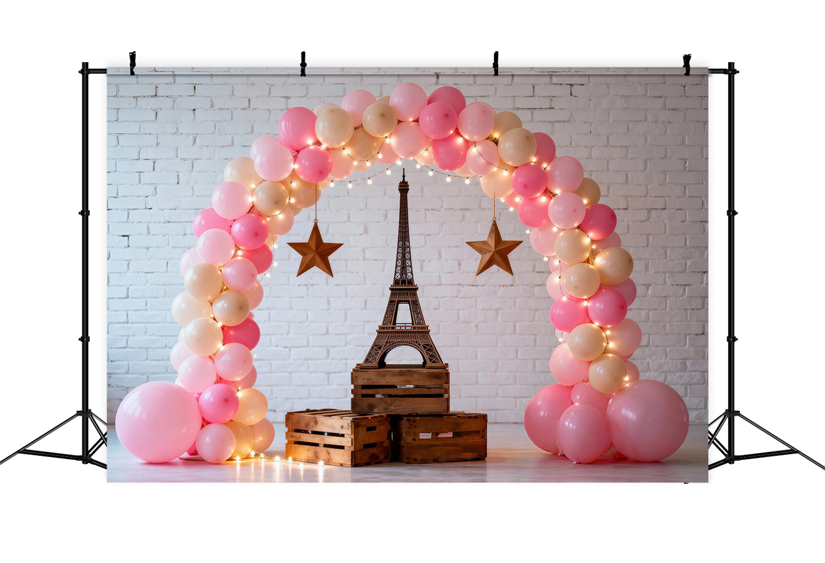Paris Backdrops Balloon Arch Romantic Display Paris Eiffel Tower Backdrop UK RR61-37