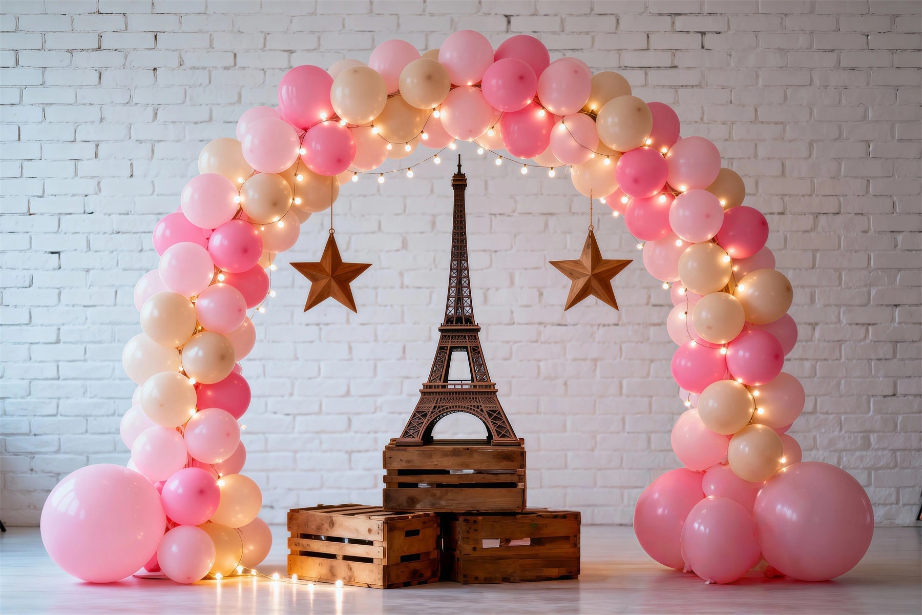 Paris Backdrops Balloon Arch Romantic Display Paris Eiffel Tower Backdrop UK RR61-37