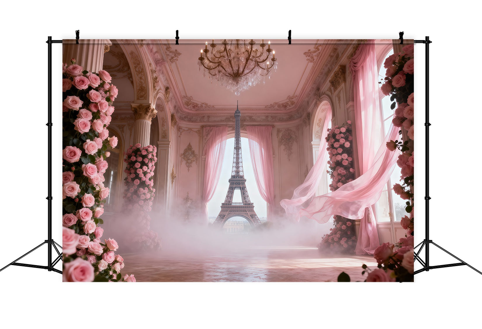 Paris Photo Booth Backdrop Blush Palace Rose Hall Eiffel Tower Photography Backdrop UK RR61-44