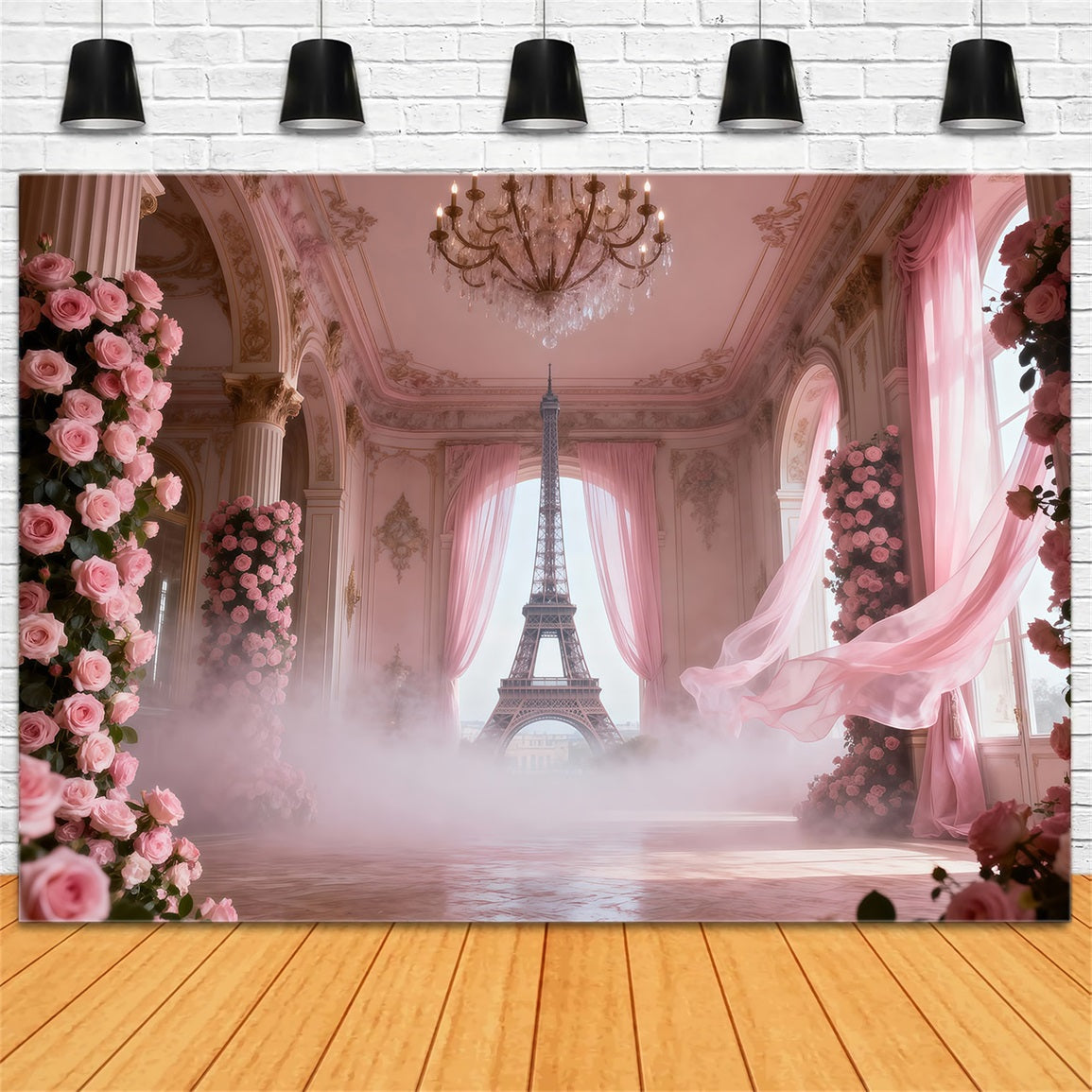 Paris Photo Booth Backdrop Blush Palace Rose Hall Eiffel Tower Photography Backdrop UK RR61-44