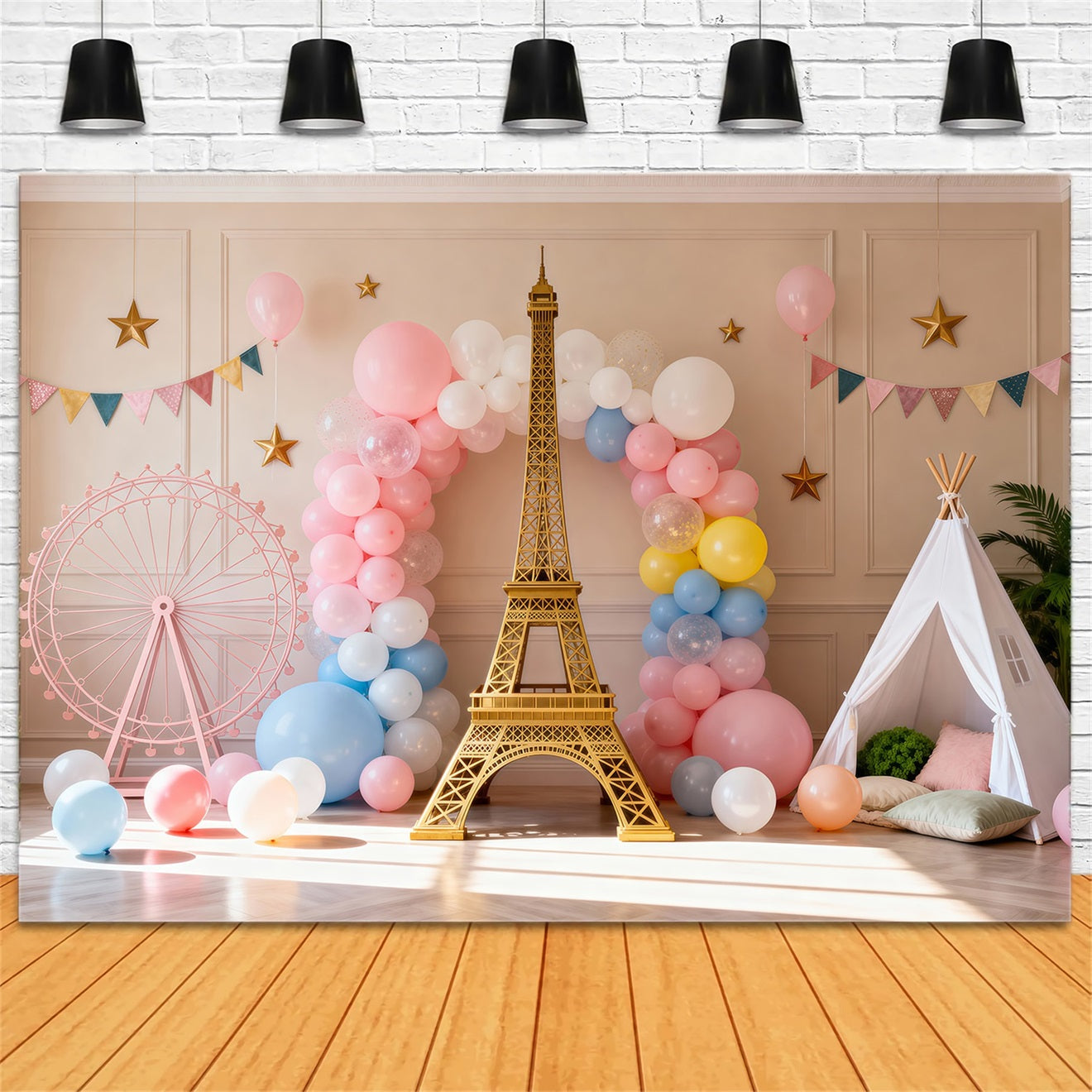 Paris Backdrop Ideas Pastel Balloon Party Fantasy Eiffel Tower Photo Backdrop UK RR61-63