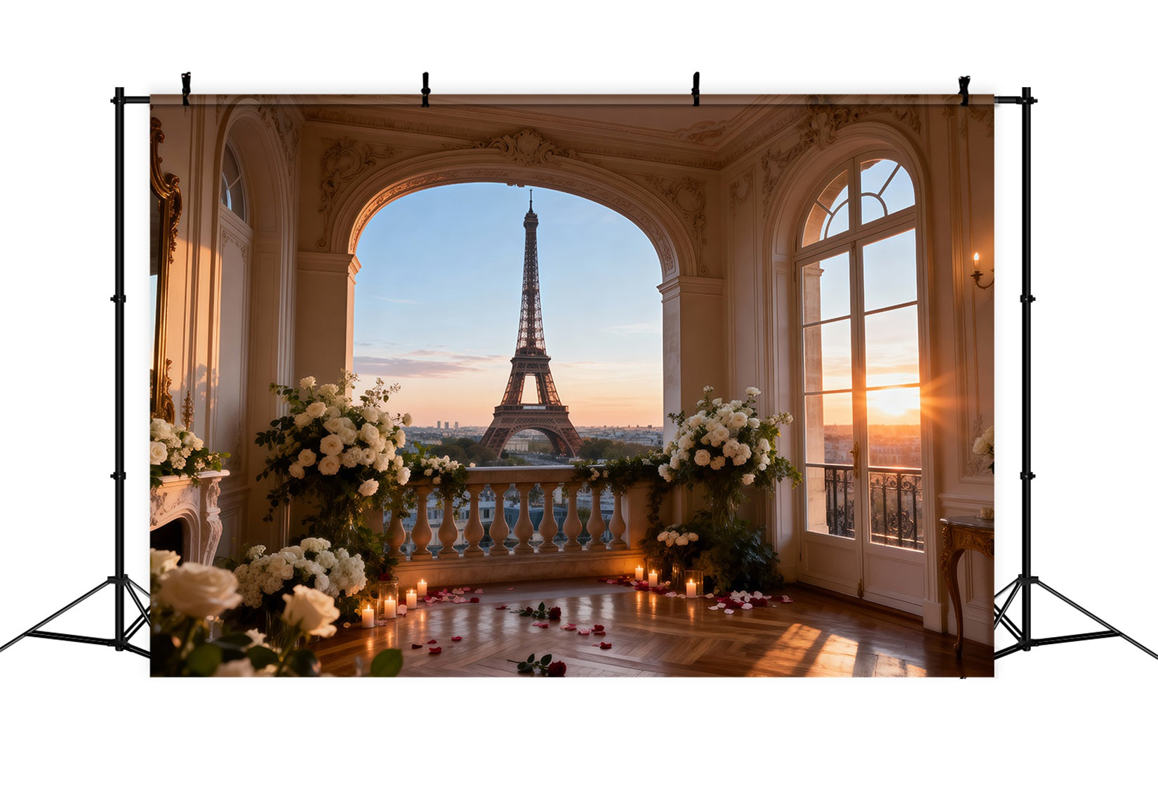 Paris Backdrop Ideas Elegant Salon Sunset Glow Eiffel Tower Photo Backdrop UK RR61-65