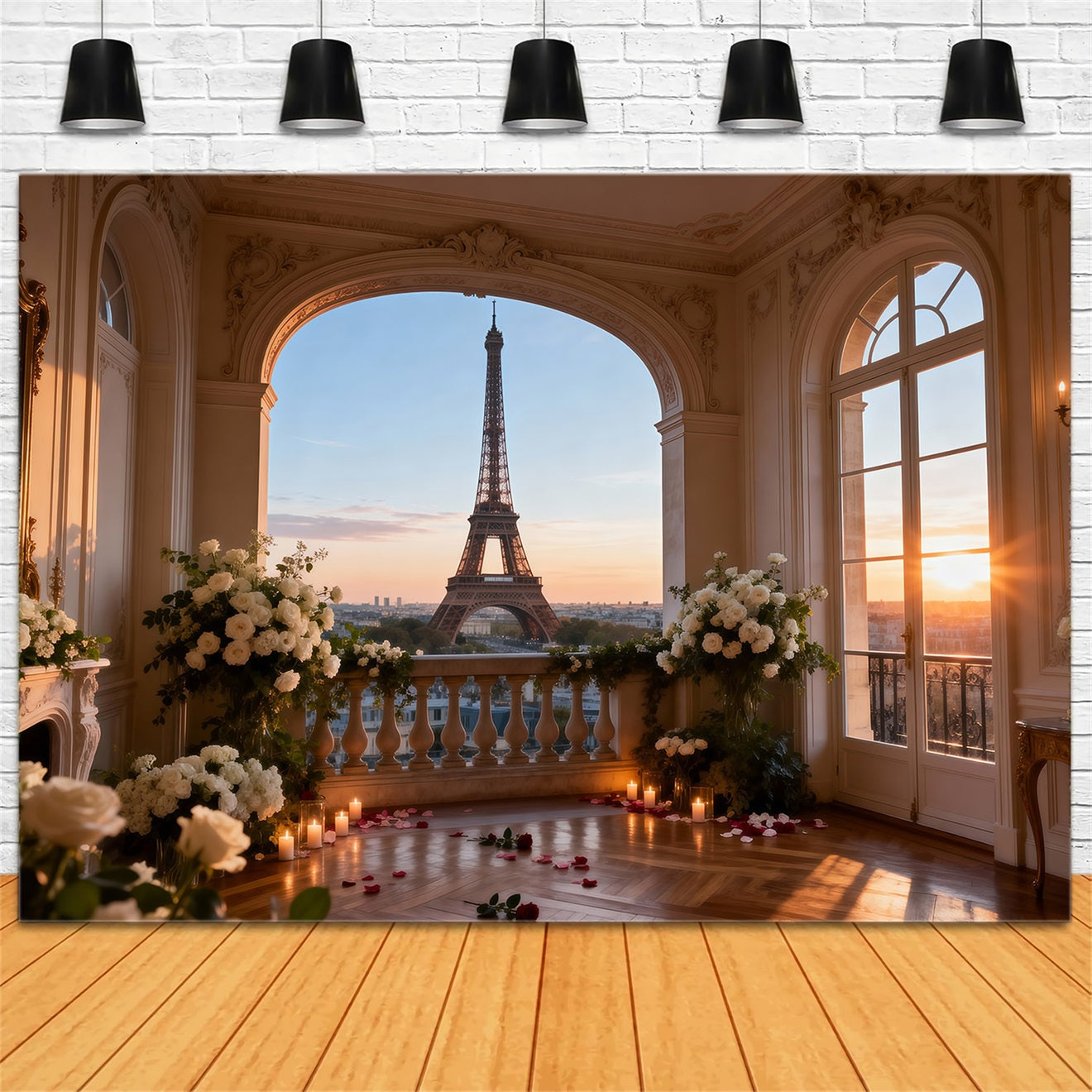 Paris Backdrop Ideas Elegant Salon Sunset Glow Eiffel Tower Photo Backdrop UK RR61-65