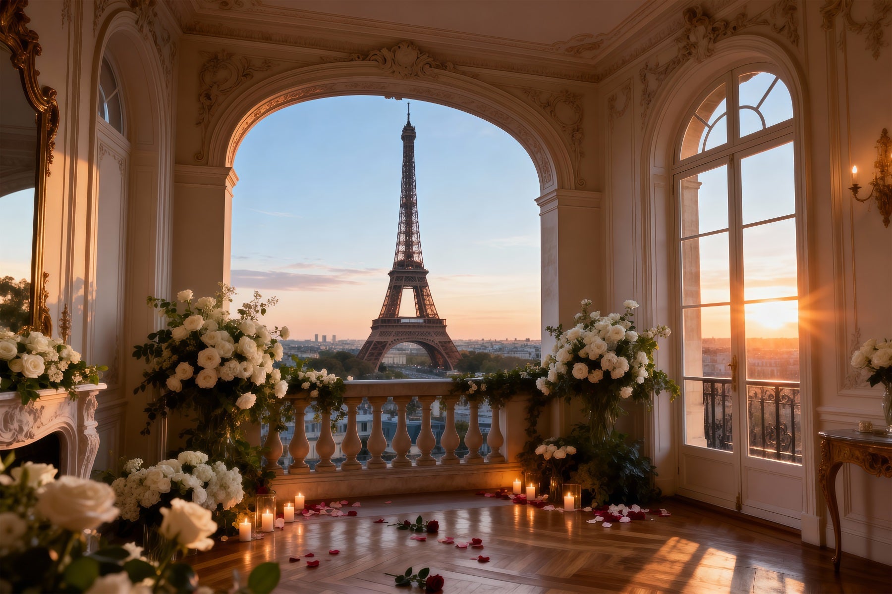 Paris Backdrop Ideas Elegant Salon Sunset Glow Eiffel Tower Photo Backdrop UK RR61-65