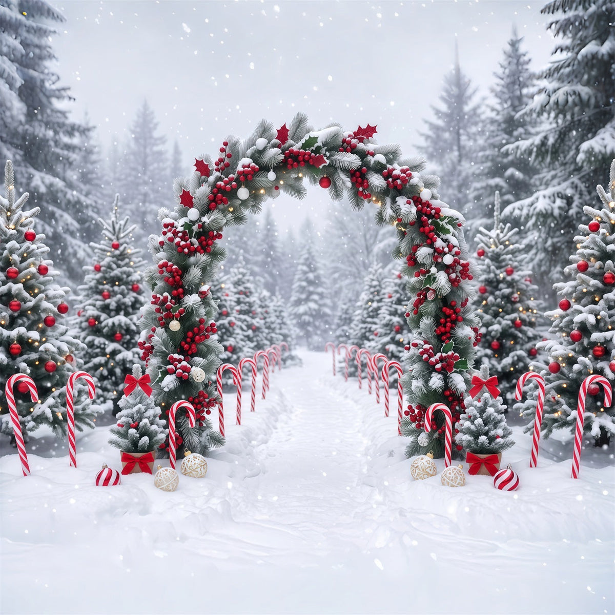 Christmas Backdrop for Photos Snowy Berry Garland Arch Christmas Backdrop for Wall UK RR610-125