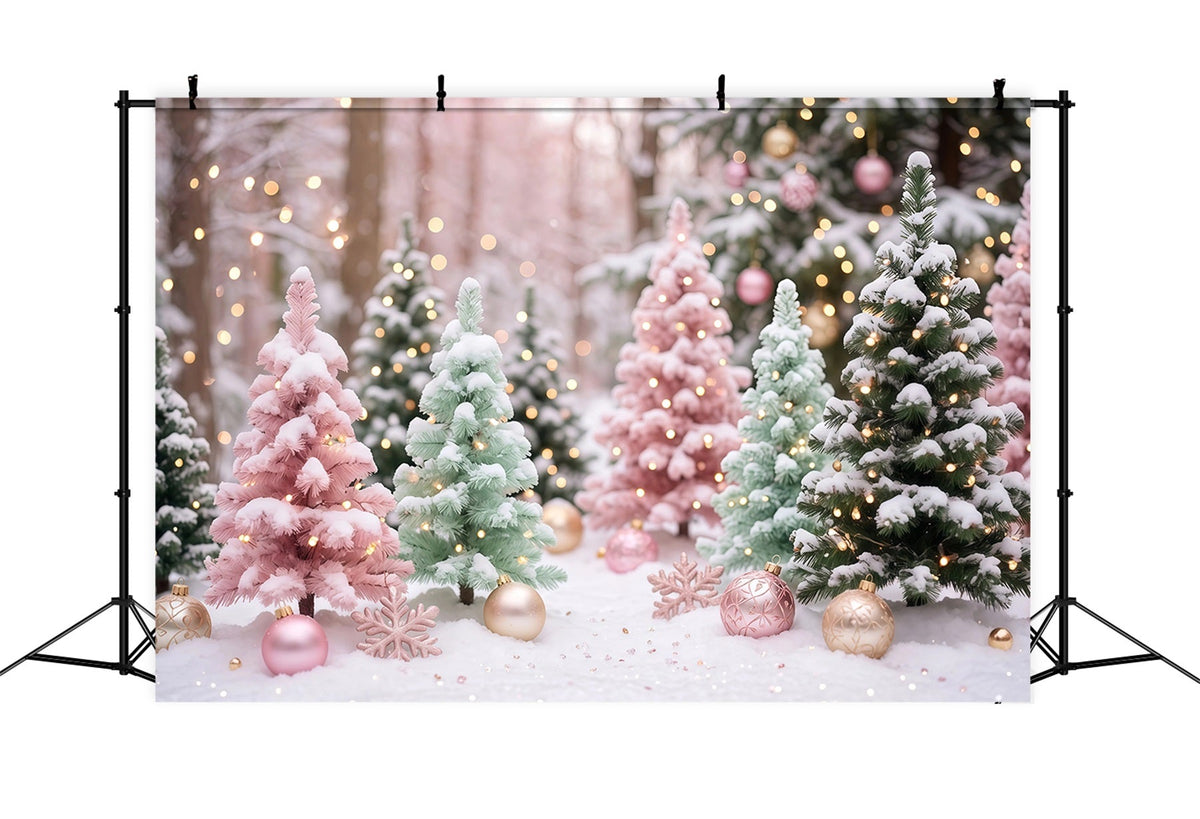 Christmas Tree Backdrops Pastel Frosted Pine Trees Christmas Stage Backdrop UK RR610-136