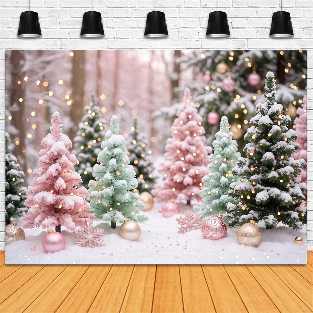 Christmas Tree Backdrops Pastel Frosted Pine Trees Christmas Stage Backdrop UK RR610-136