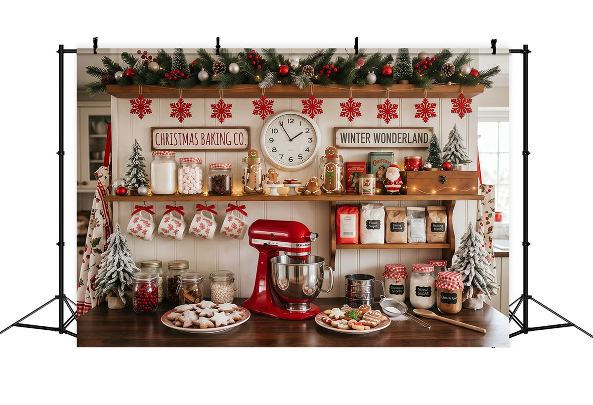 Christmas Backdrop Festive Baking Kitchen Display Gingerbread Photo Backdrop UK RR610-140