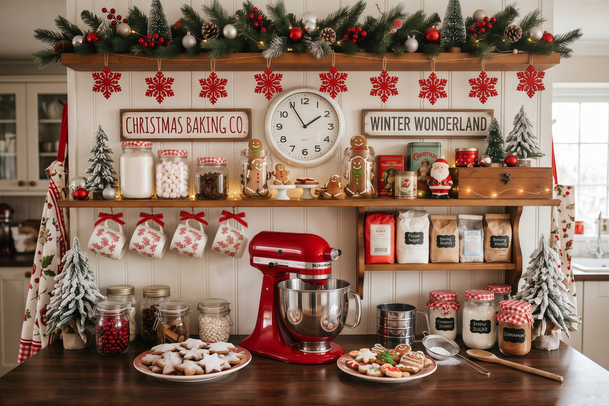 Christmas Backdrop Festive Baking Kitchen Display Gingerbread Photo Backdrop UK RR610-140