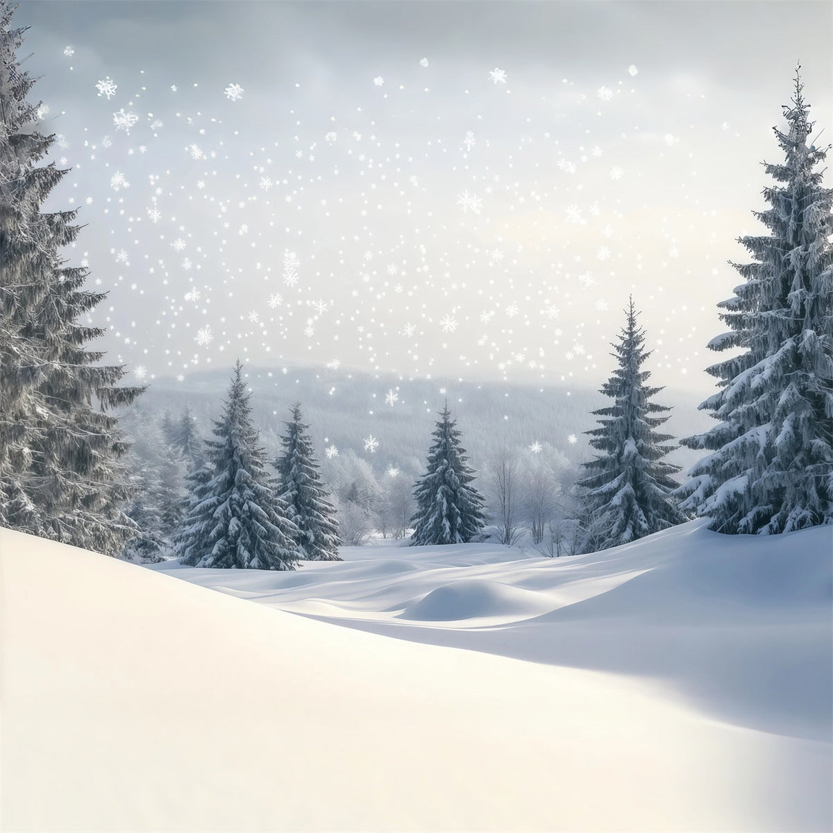 Christmas Tree Backdrops Snowy Pine Forest Hills Christmas Photoshoot Backdrops UK RR610-162