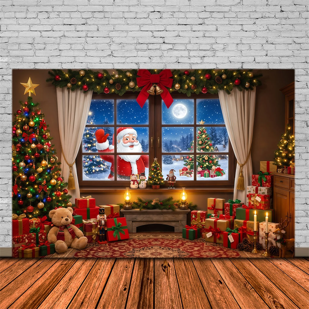 Santa Backdrop For Pictures Santa Window Gift Display Christmas Music Backdrop UK RR610-19