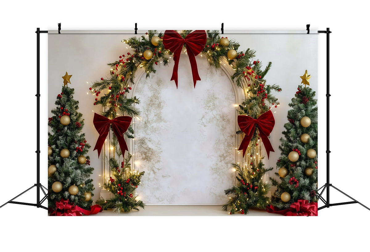 8x10 Christmas Backdrop Red Bow Ornament Arch Christmas Back Drop UK RR610-20