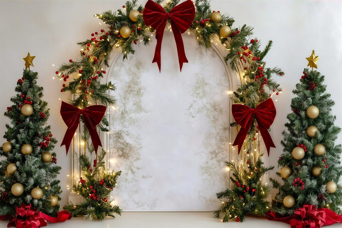 8x10 Christmas Backdrop Red Bow Ornament Arch Christmas Back Drop UK RR610-20