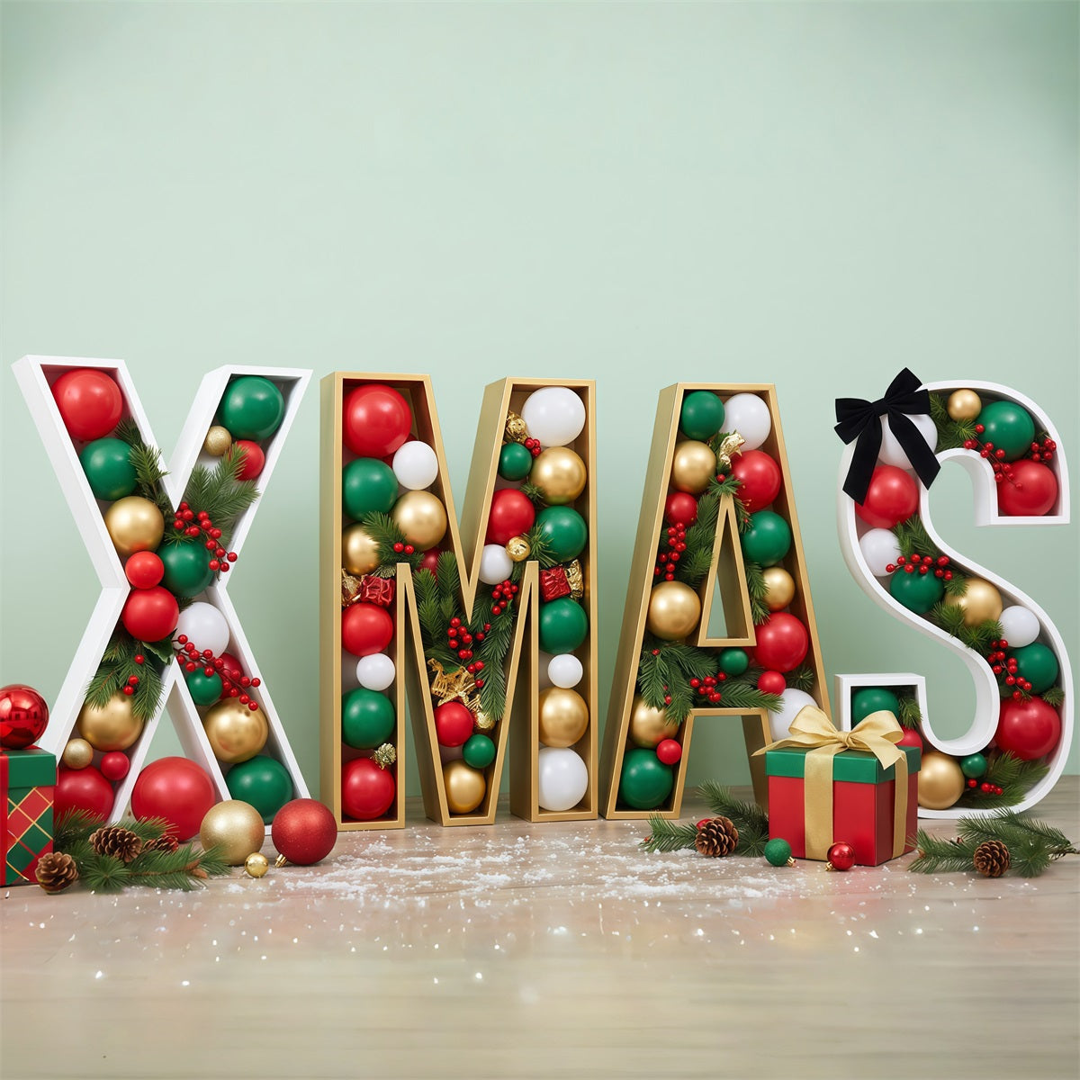 Vintage Christmas Photo Backdrop Ornament Letter Gift Display Xmas Photo Backdrops UK RR610-23