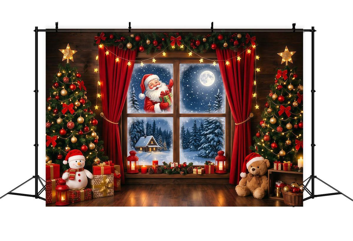 Christmas Backdrop For Santa Pictures Suprise Window Gift Outdoor Christmas Photo Backdrop UK RR610-33