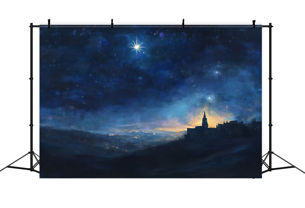 Nativity Scene Backdrop Starry Bethlehem Night Skyline Christmas Photo Backdrop Ideas UK RR610-58