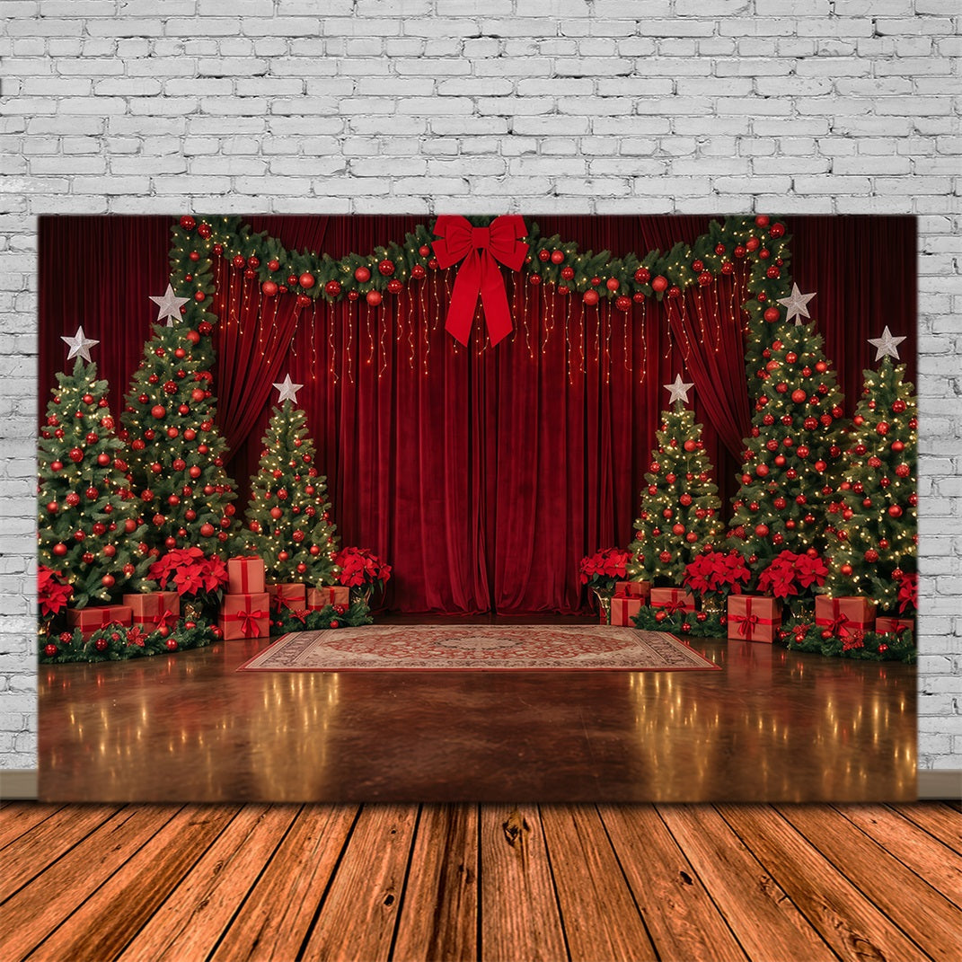 Christmas Backdrop for Photography Red Velvet Tree Display Christmas Stage Backdrops UK RR610-69