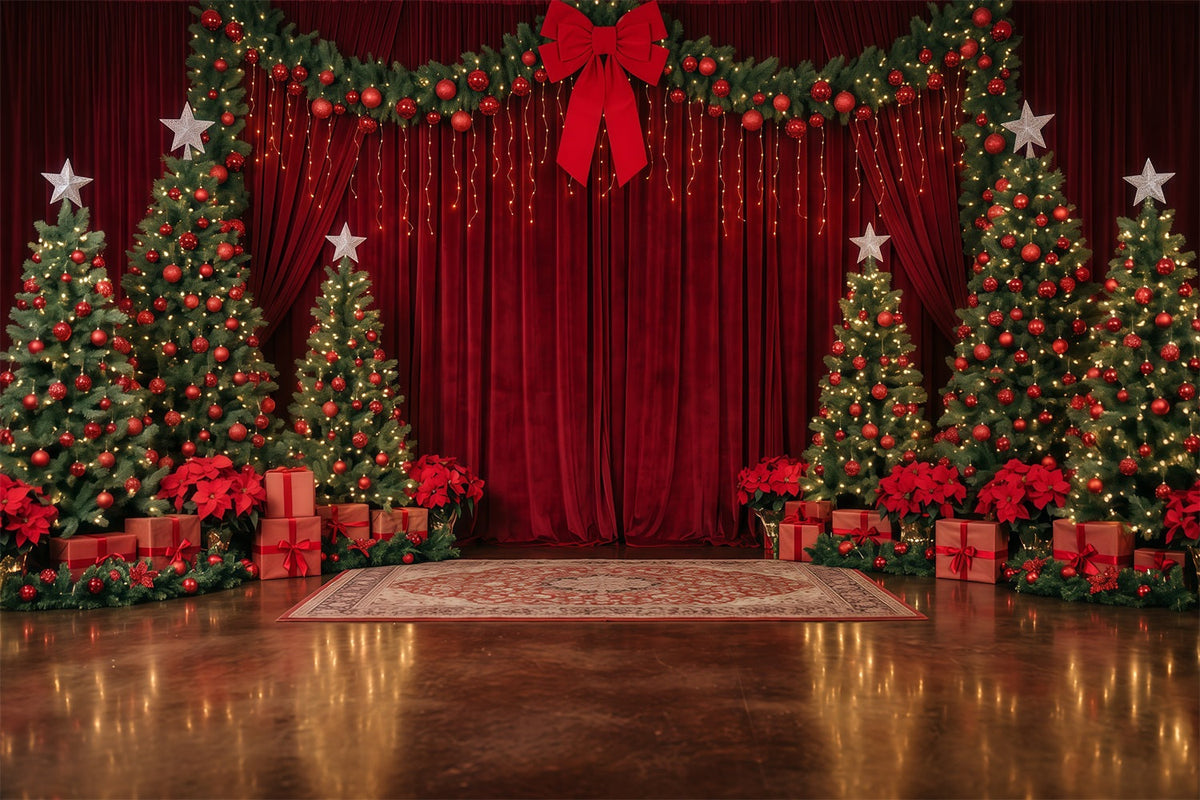 Christmas Backdrop for Photography Red Velvet Tree Display Christmas Stage Backdrops UK RR610-69