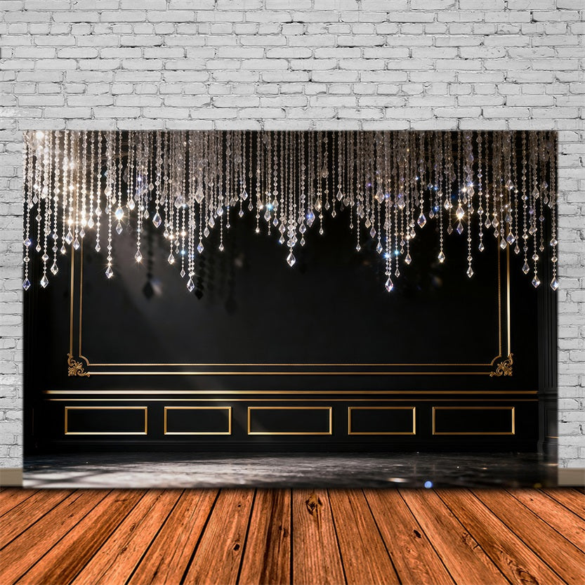 Boudoir Backdrop Black Gold Chandelier Elegance Vintage Backdrops For Photography UK RR62-100