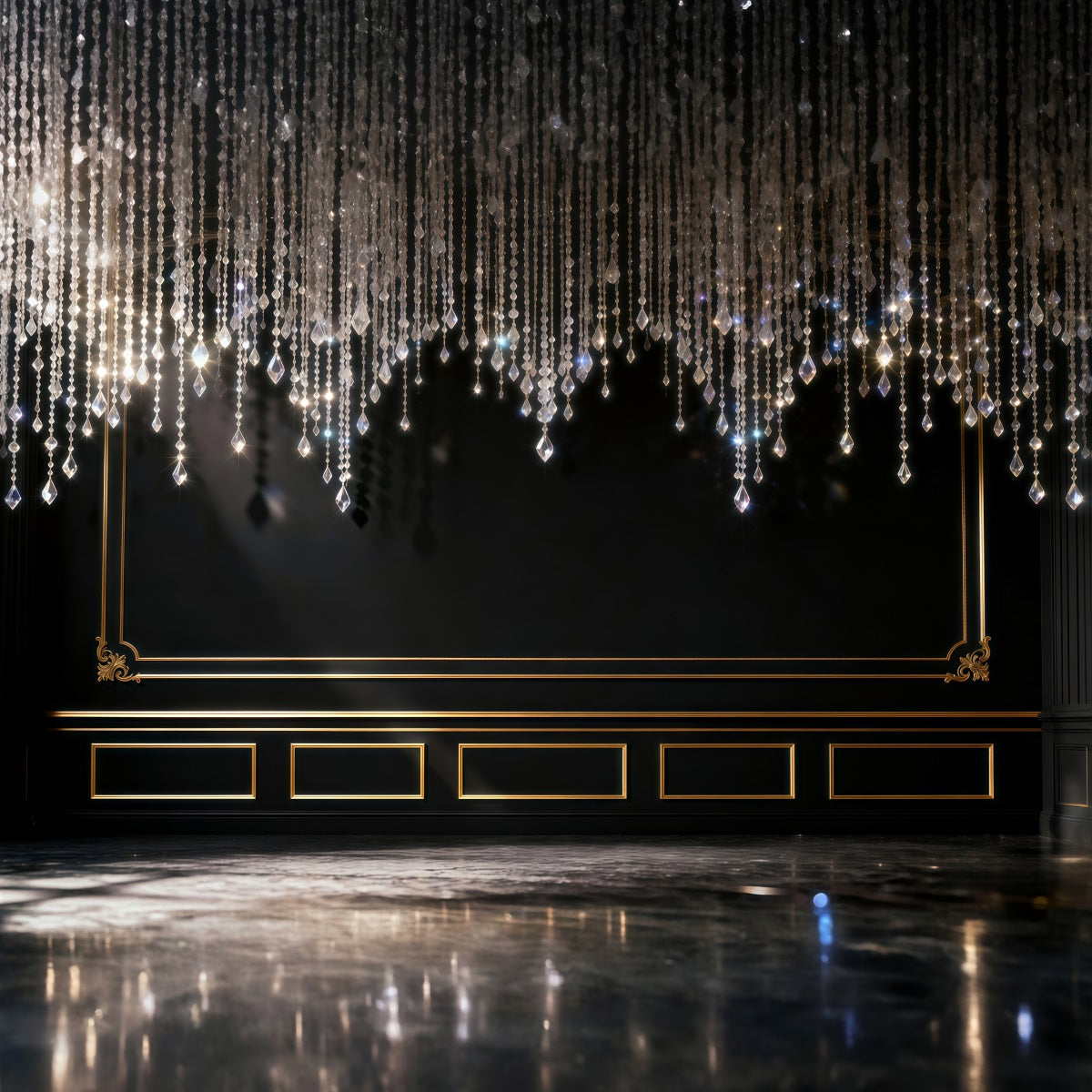 Boudoir Backdrop Black Gold Chandelier Elegance Vintage Backdrops For Photography UK RR62-100