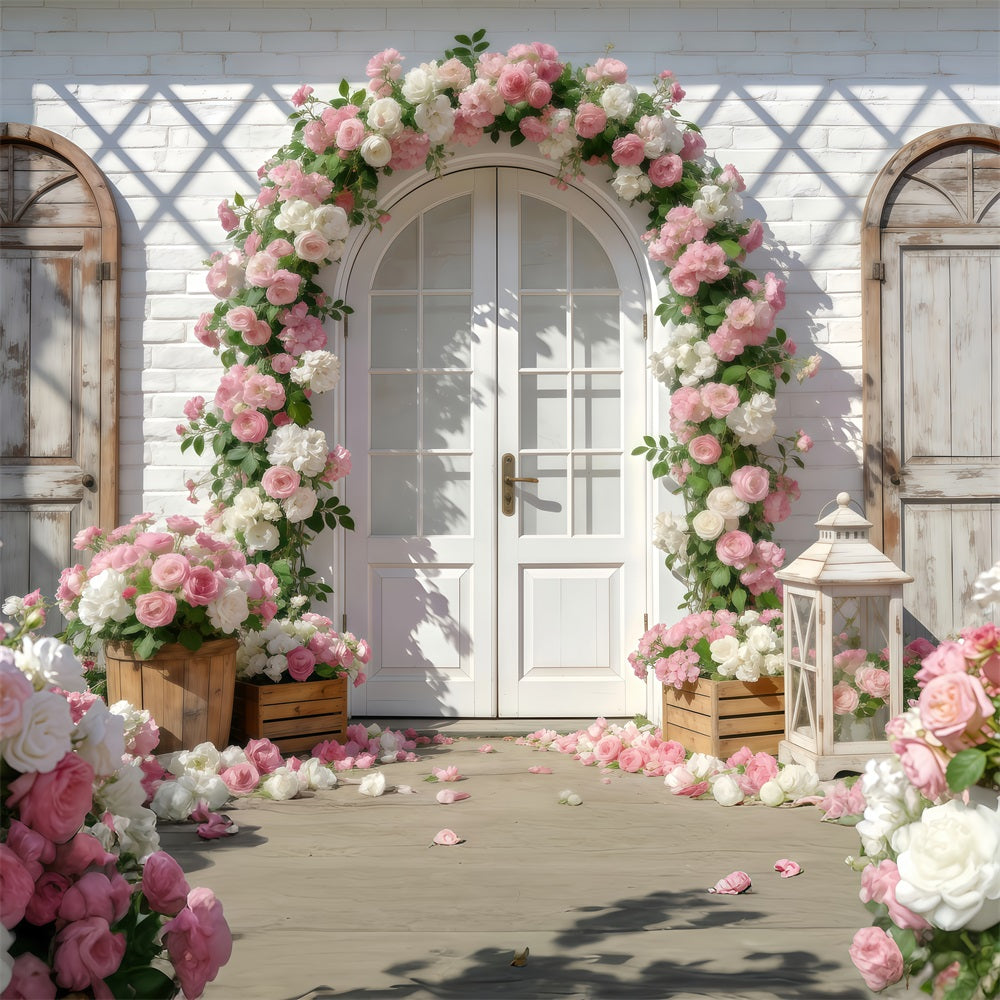 Garden Photo Backdrop Romantic Rose Brick Arch Spring Time Backdrop UK RR62-15