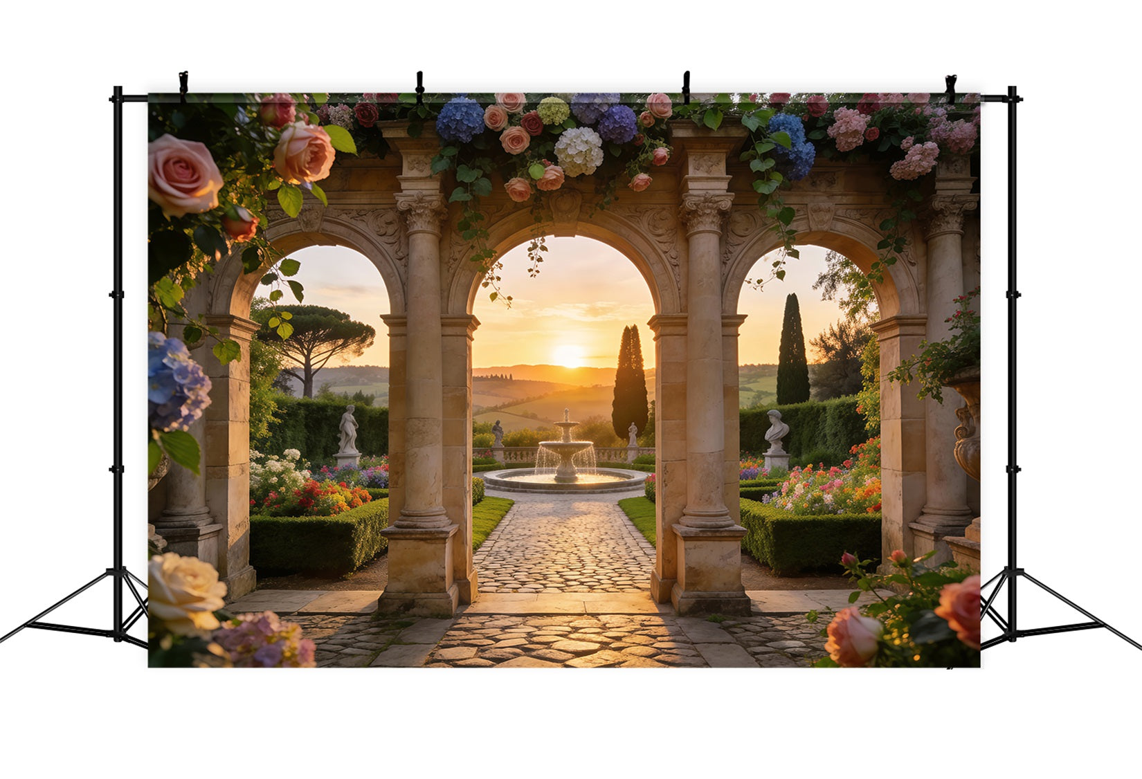 Enchanted Garden Backdrop Sunset Window Stone Archway Spring Picture Backdrop UK RR62-21