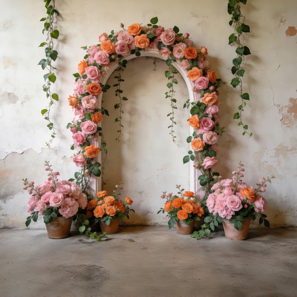 Spring Flower Backdrop Vintage Garden Rose Archway Floral Arch Backdrop UK RR62-3