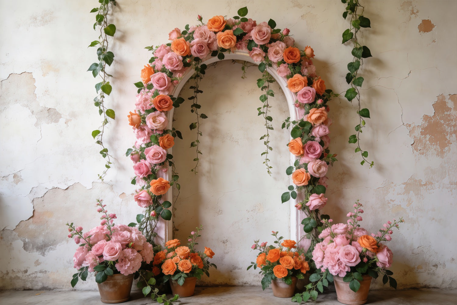 Spring Flower Backdrop Vintage Garden Rose Archway Floral Arch Backdrop UK RR62-3