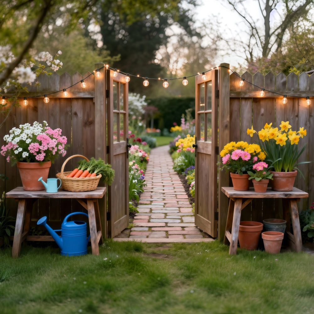 Spring Barn Backdrop String Light Garden Entry Floral Garden Backdrop UK RR62-30