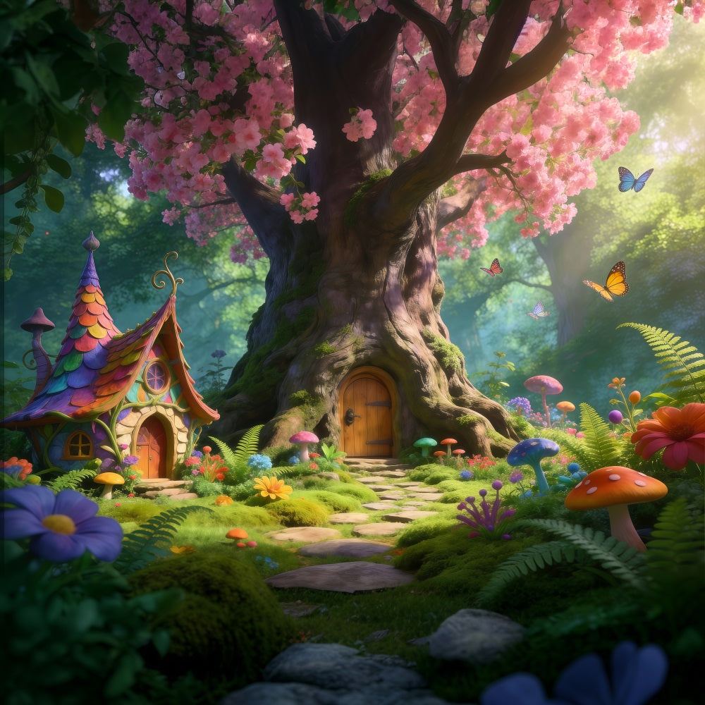 Cherry Blossom Backdrop Enchanted Pink Flower Tree Forest Spring Time Backdrop UK RR62-34