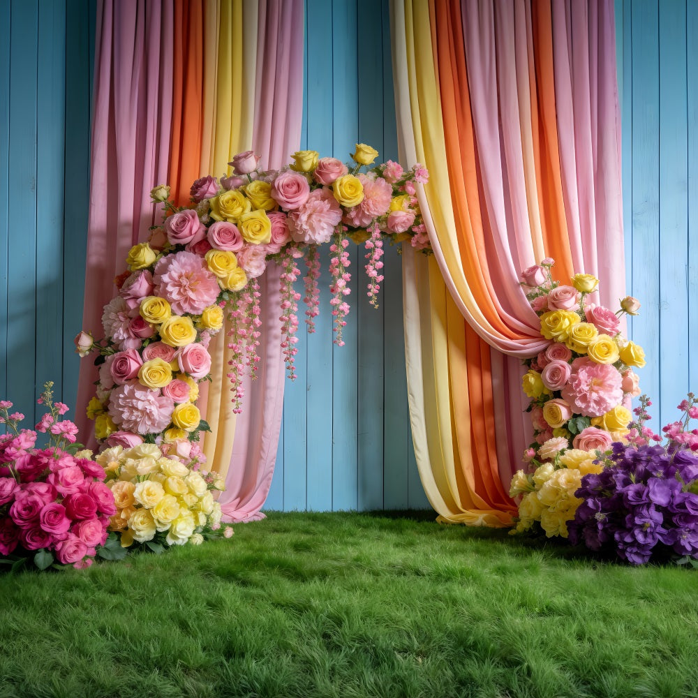 Spring Wedding Backdrop Pastel Flower Draped Arch Floral Garden Backdrop UK RR62-37