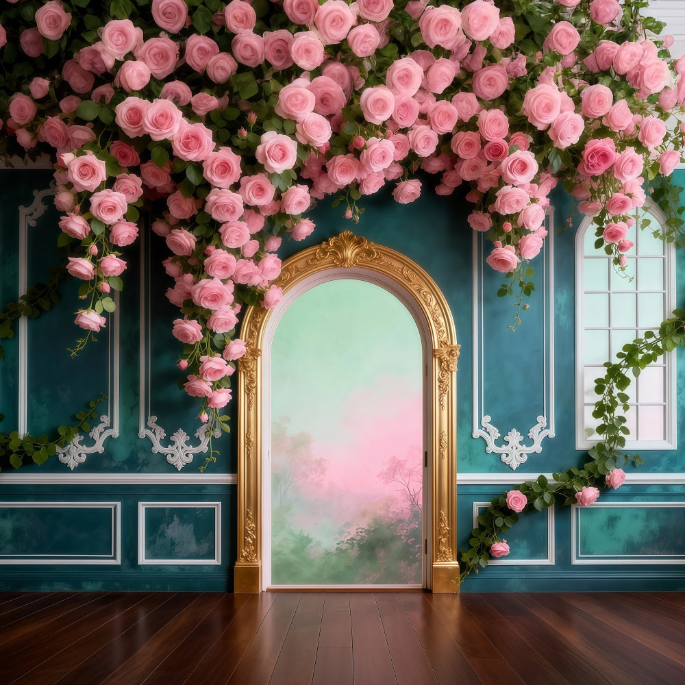 Hanging Vine Backdrop Rose Draped Palace Retro Wall Spring Photography Backdrops UK RR62-43