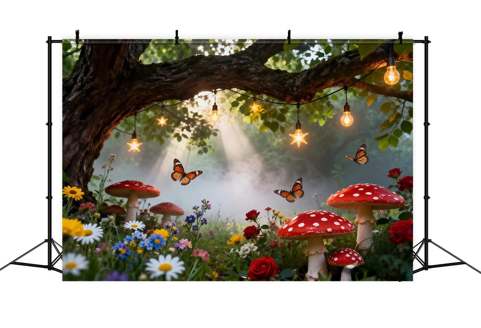 Butterfly Backdrop For Photoshoot Enchanted Woodland Wildflower Mushroom Spring Backdrop UK RR62-45