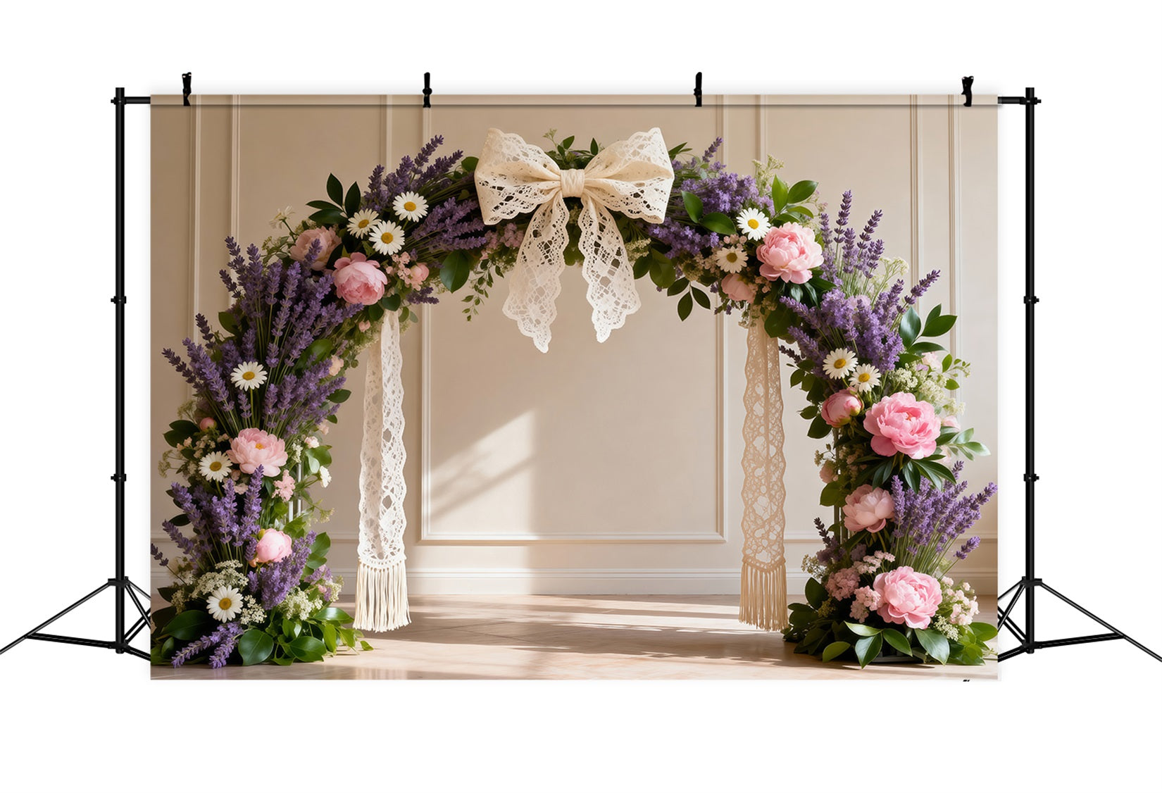 Daisy Backdrop Lavender Daisy Lace Bow Flower Arch Floral Garland Backdrop UK RR62-5