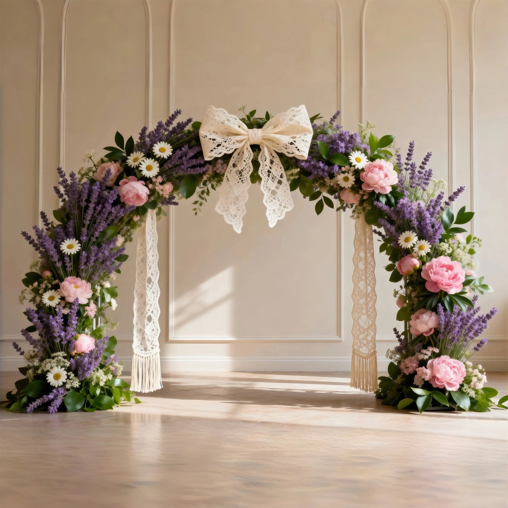 Daisy Backdrop Lavender Daisy Lace Bow Flower Arch Floral Garland Backdrop UK RR62-5