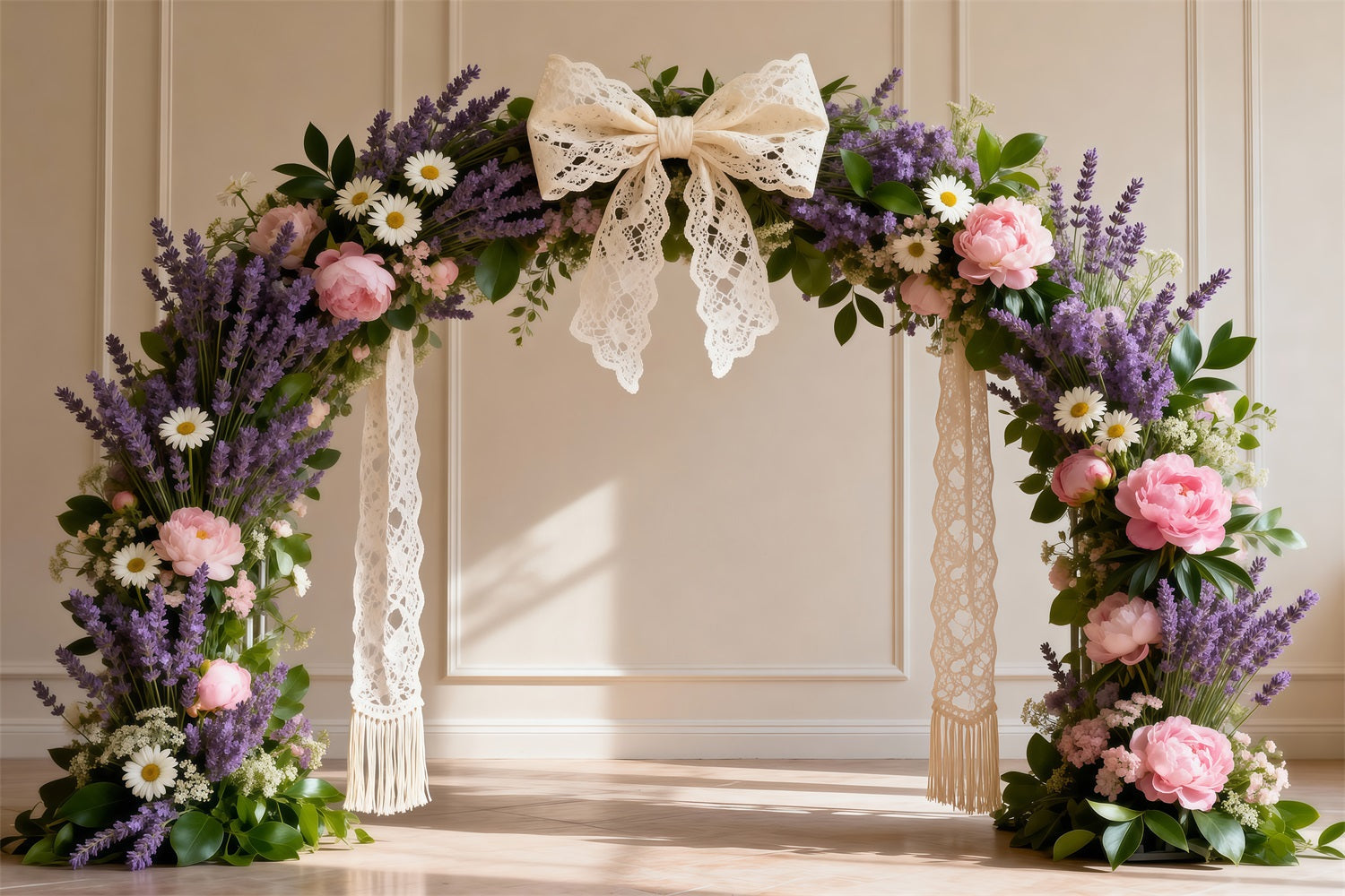Daisy Backdrop Lavender Daisy Lace Bow Flower Arch Floral Garland Backdrop UK RR62-5