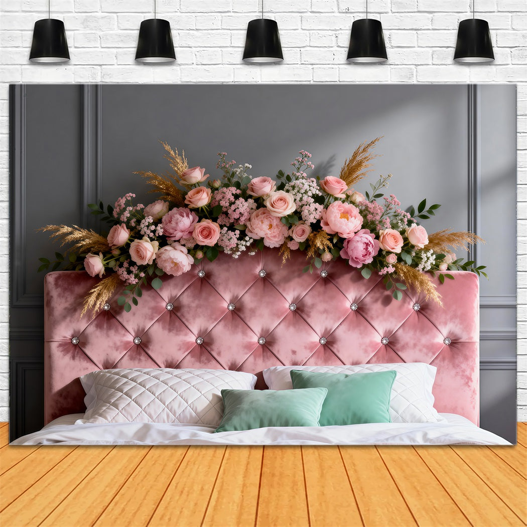 Boudoir Headboard Backdrop Blush Velvet Floral Crown Backdrops for Boudoir UK RR62-51