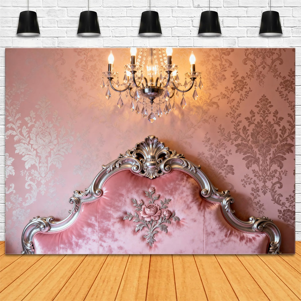 Boudoir Photography Backdrops Ornate Pink Damask Romance Headboard Backdrop UK RR62-53