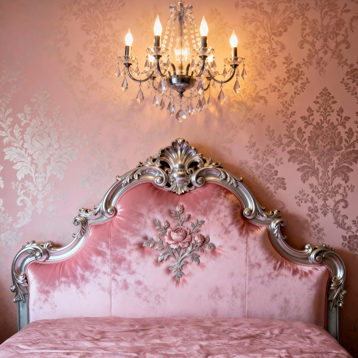 Boudoir Photography Backdrops Ornate Pink Damask Romance Headboard Backdrop UK RR62-53