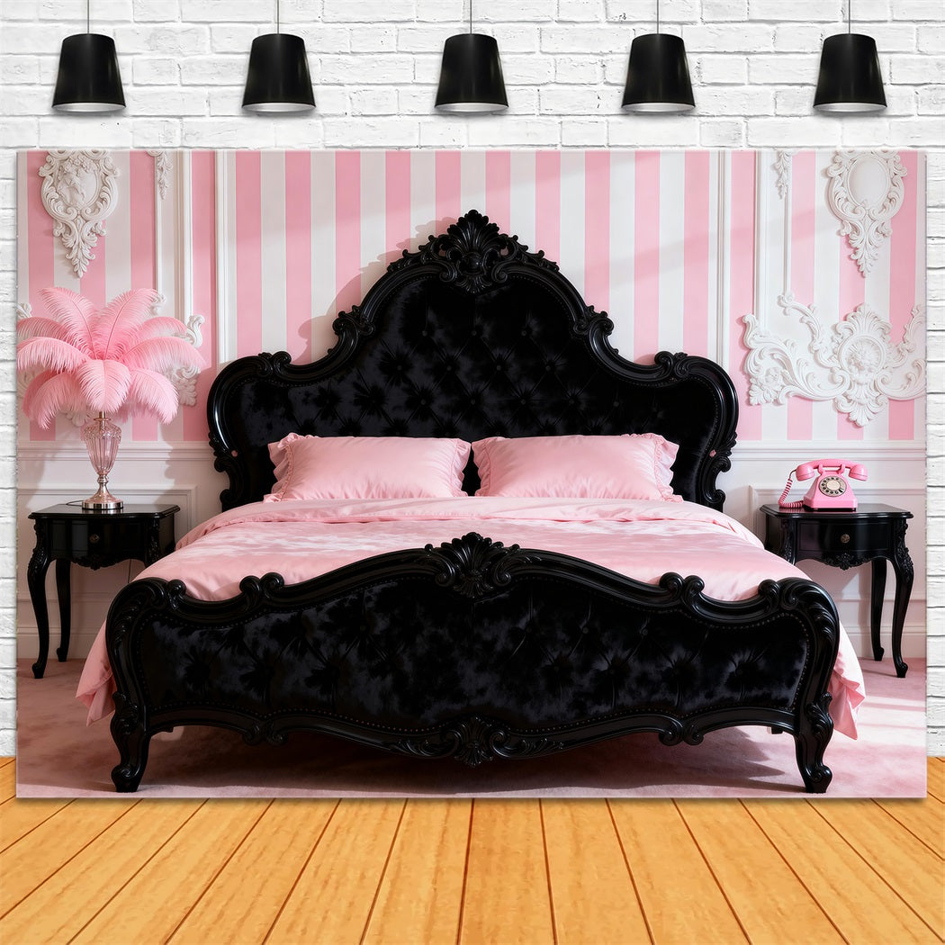 Boudoir Headboard Backdrop Baroque Pink Stripe Elegance Headboard Backdrop Ideas UK RR62-56