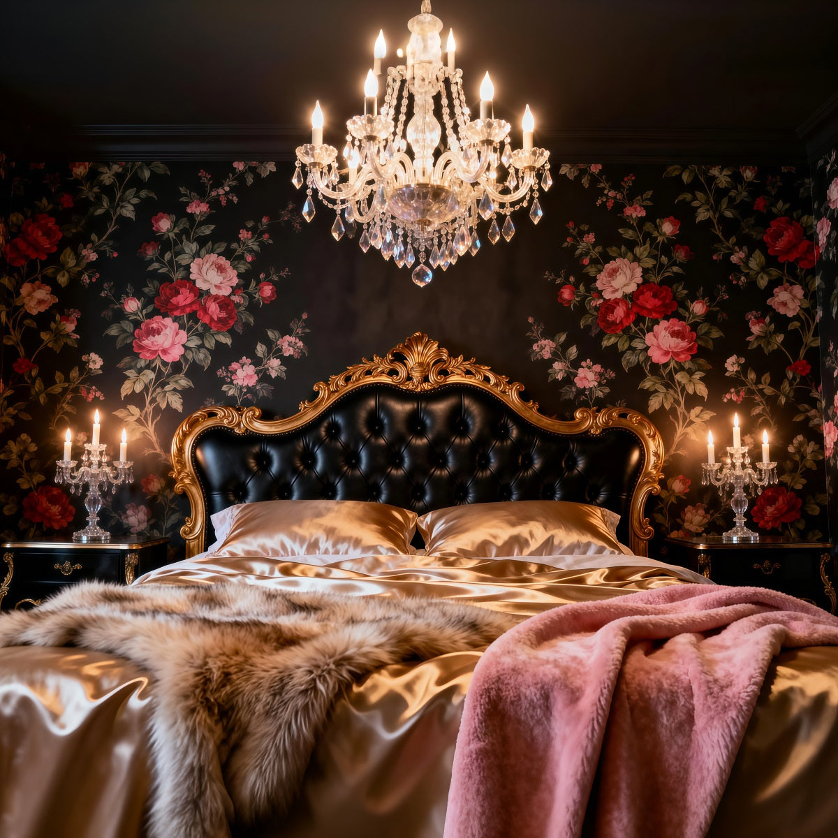 Boudoir Headboard Backdrop Dark Floral Chandelier Luxury Headboard Photo Backdrop UK RR62-57